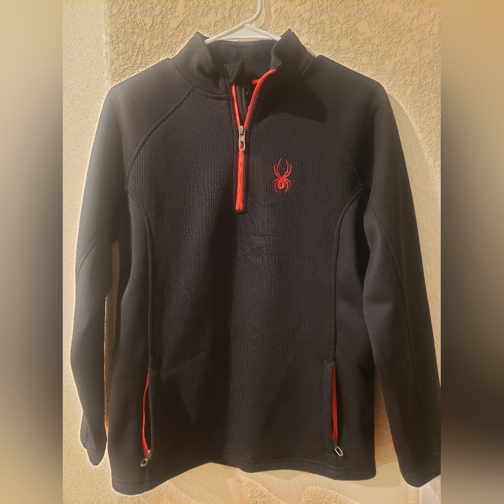 Spyder Woman's Black Zip-Up Sweater with Red Details